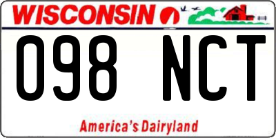 WI license plate 098NCT