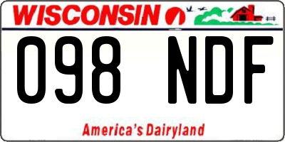 WI license plate 098NDF