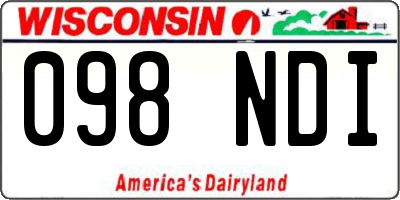 WI license plate 098NDI