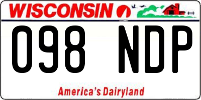 WI license plate 098NDP