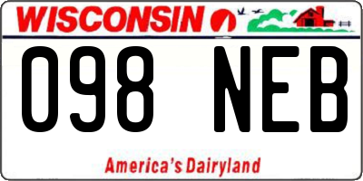 WI license plate 098NEB
