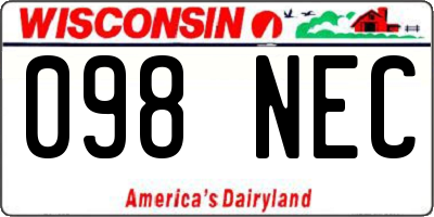 WI license plate 098NEC