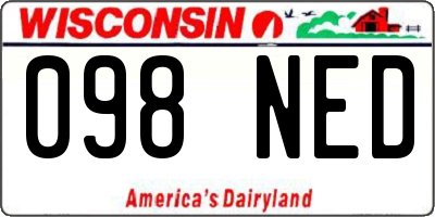 WI license plate 098NED