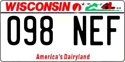WI license plate 098NEF