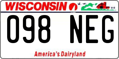WI license plate 098NEG