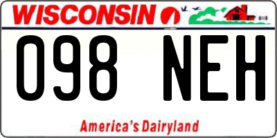 WI license plate 098NEH