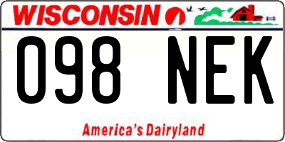 WI license plate 098NEK