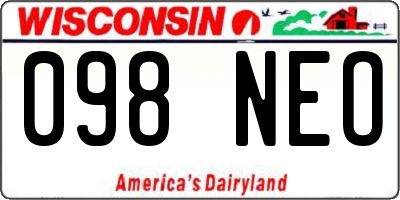 WI license plate 098NEO