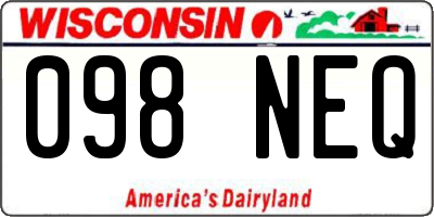 WI license plate 098NEQ
