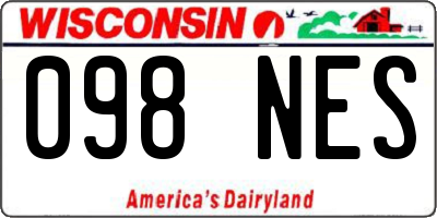 WI license plate 098NES