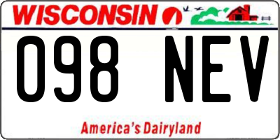 WI license plate 098NEV