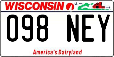 WI license plate 098NEY