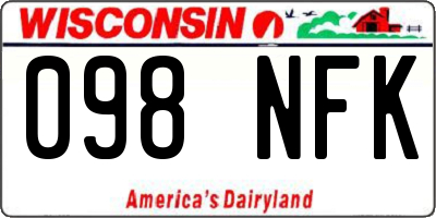 WI license plate 098NFK