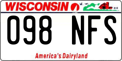 WI license plate 098NFS