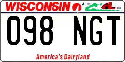 WI license plate 098NGT