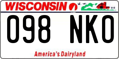 WI license plate 098NKO