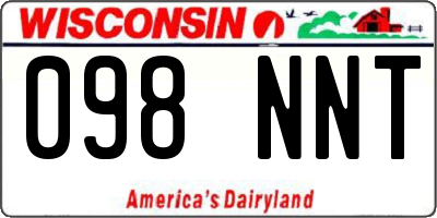 WI license plate 098NNT