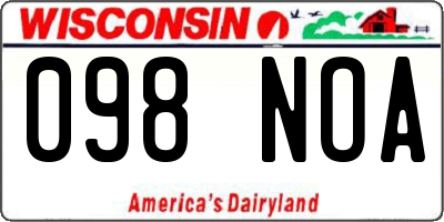 WI license plate 098NOA