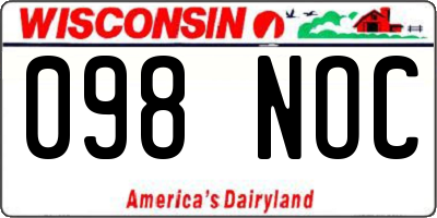 WI license plate 098NOC