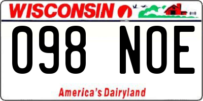 WI license plate 098NOE