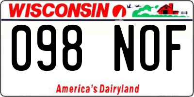 WI license plate 098NOF