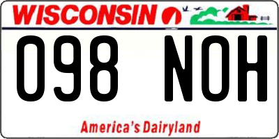 WI license plate 098NOH