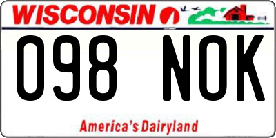 WI license plate 098NOK