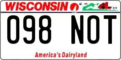 WI license plate 098NOT