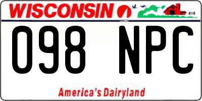 WI license plate 098NPC