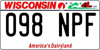 WI license plate 098NPF