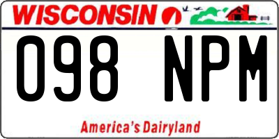 WI license plate 098NPM
