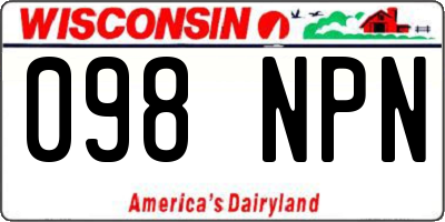 WI license plate 098NPN