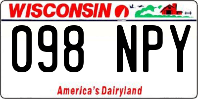 WI license plate 098NPY