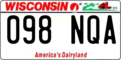 WI license plate 098NQA
