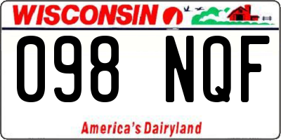 WI license plate 098NQF