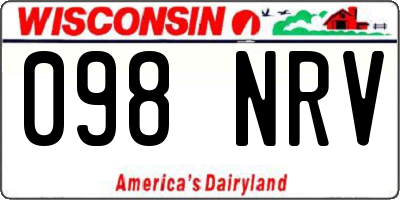 WI license plate 098NRV