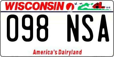 WI license plate 098NSA