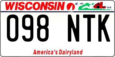 WI license plate 098NTK