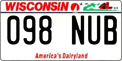 WI license plate 098NUB