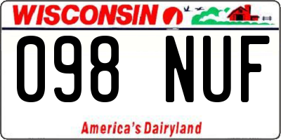 WI license plate 098NUF