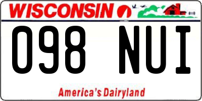 WI license plate 098NUI