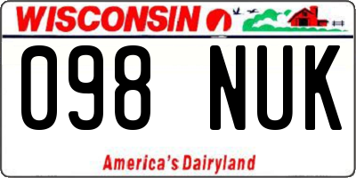 WI license plate 098NUK