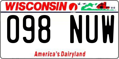 WI license plate 098NUW