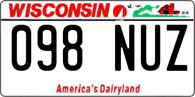 WI license plate 098NUZ