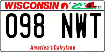 WI license plate 098NWT
