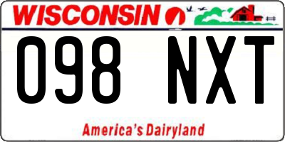 WI license plate 098NXT