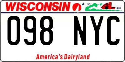 WI license plate 098NYC