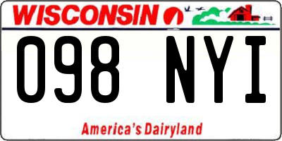 WI license plate 098NYI