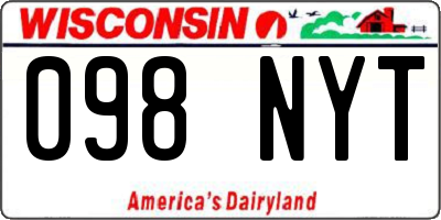WI license plate 098NYT