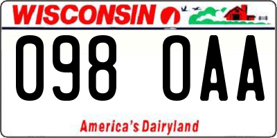 WI license plate 098OAA